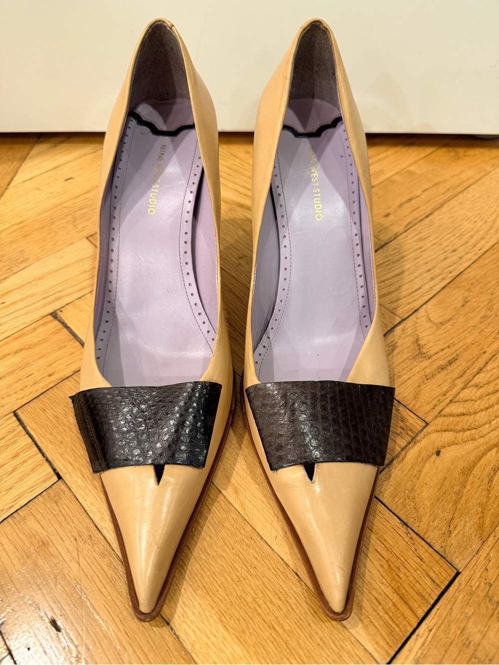 Nine West Studio Tan Leather Pointed Toe Pumps Size 11